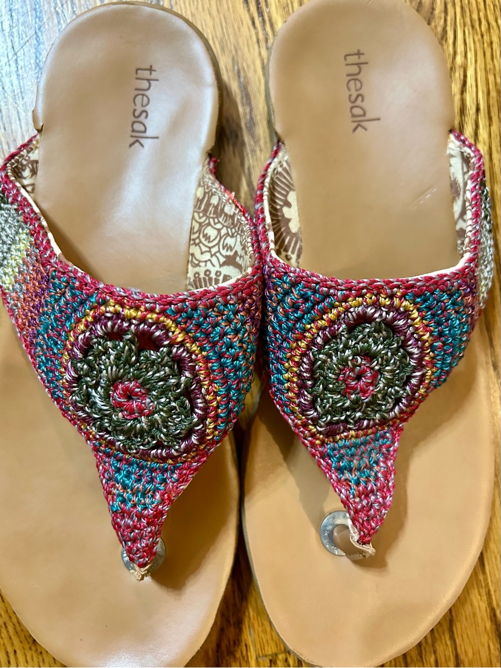 The Sak Shana Thong Sandal in Crochet Hippie Boho Flip Flop Size 9